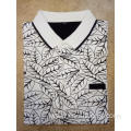 Leaf Printed CVC Men's Short Sleeve Polo Shirt